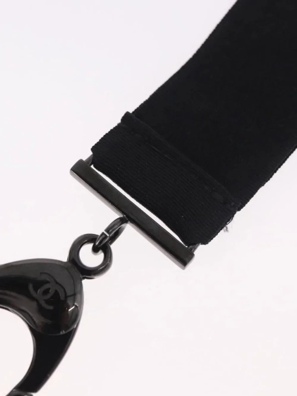 CHANEL Cat Robot Necklace metal Black CC Auth 185784M